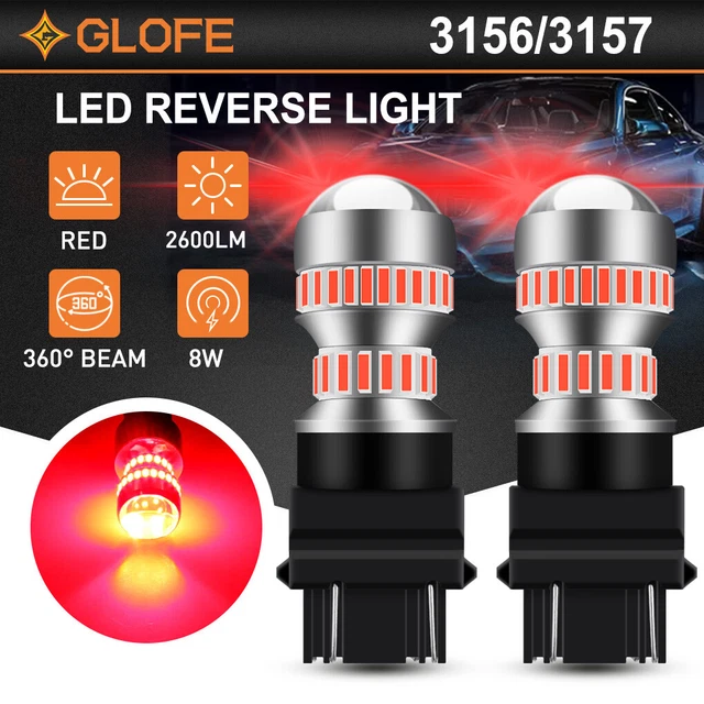 GLOFE 3157 3156 Bright Red LED Brake Tail Parking Stop Light Bulbs Error Free