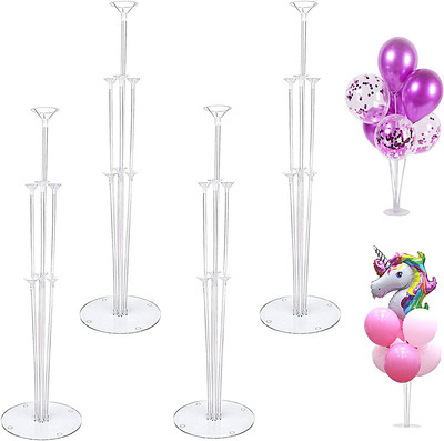 Bastoncini per Palloncini Kit Matrimonio Set di Kit di Supporto per Palloncino Trasparente Palloncini Sticks Supporti per Decorazione Anniversari Compleanni 4 Pezzi Palloncino Supporto Kit 
