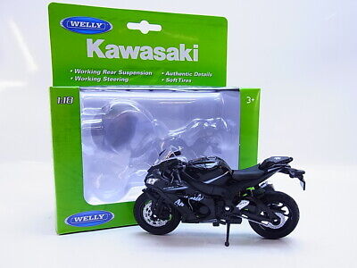 BLITZ VERSAND Kawasaki Ninja ZX-10R 2009 grün Welly Motorrad Modell 1:18 NEU OVP 