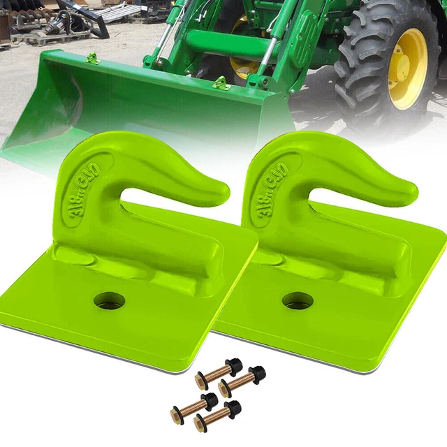 3/8" Bolt On Grab Chain Hooks For Skid Steer Loader Plate Tractor Bucket Green