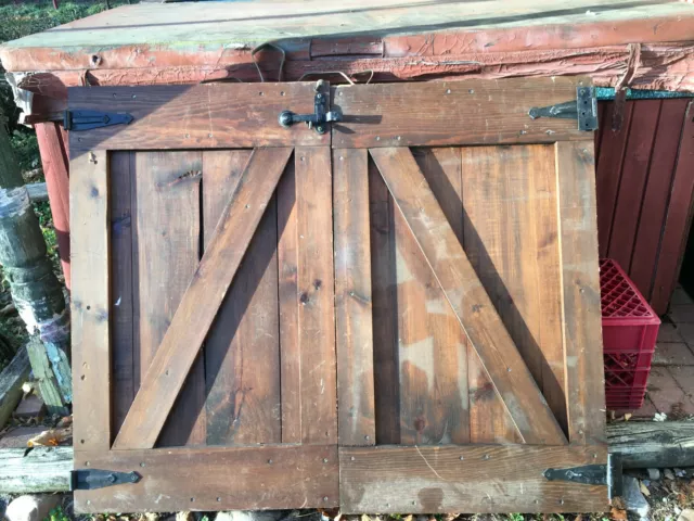 Antique Architectural Salvage Pair Farm Barn Stable Doors 24.5in x 40in x 2.5in