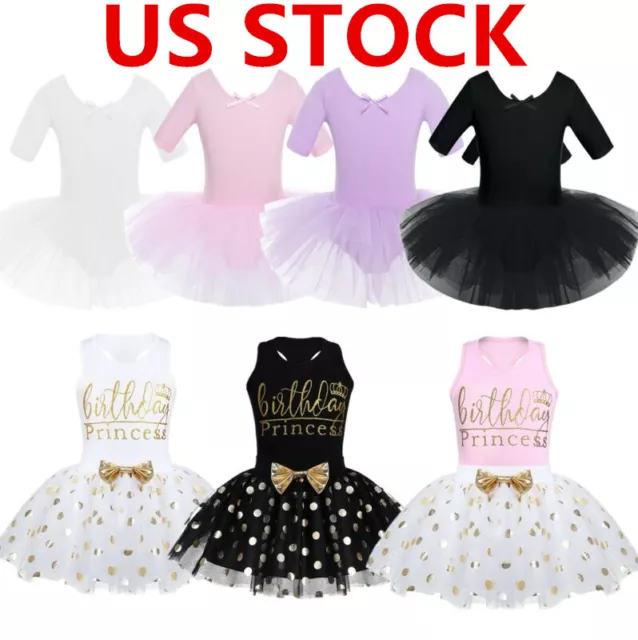 Stock américain ! Robe tutu de ballet fille enfants gymnastique justaucorps ballerine danse costume