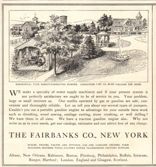 Fairbanks Water Pump For Farms 1905 Antique Print Ad