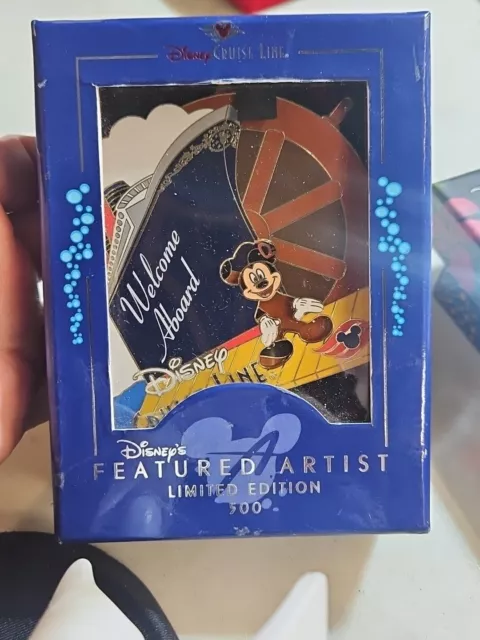 Featured Artist Disney Cruise Line Jumbo Pin Mickey and Ship in box