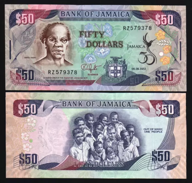 Jamaica 50 DOLLAR P-89 2012 Commemorative 50th UNC BIRD World Currency BANK NOTE