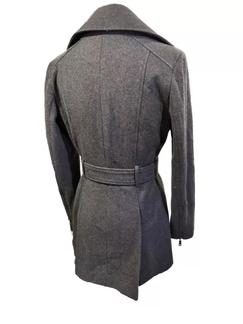 KENNETH COLE GRAY Wool Military Style Belted Jacket Coat Womens Medium ...