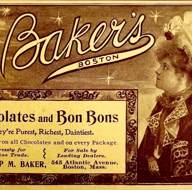 Baker's Boston Chocolate 1897 Advertisement Victorian Good Luck Moon DWFF17