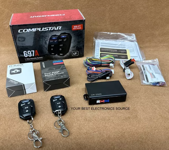 NEW Compustar CS697-A 1-Way Security/Alarm System w/ Keyless Entry & 2 Remotes