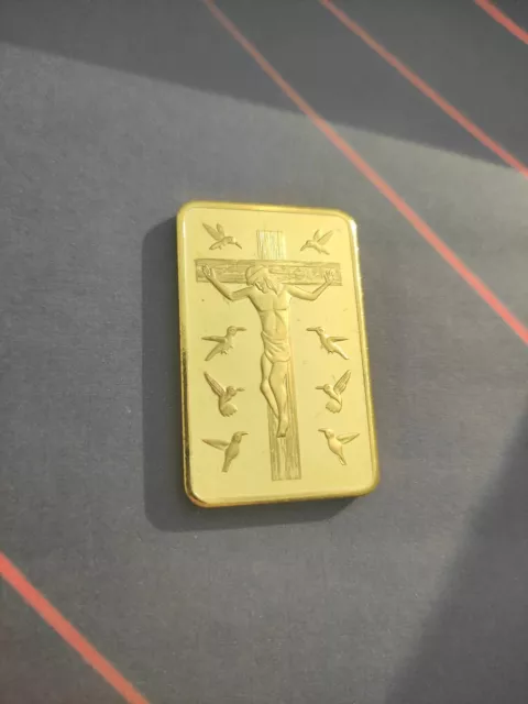 Goldbarren Jesus Christus 10 Gebote Souvenir Talisman Geschenk Christentum 1Unze