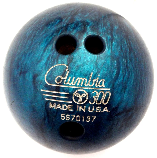 COLUMBIA 300 8lb 3.3oz BOWLING BALL USA VINTAGE BLUE BLACK MARBLE SWIRL DESIGN