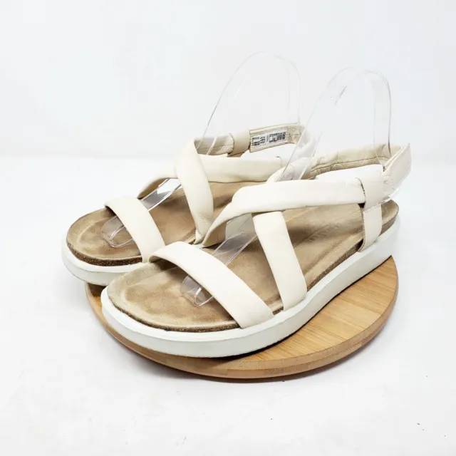 Ecco Corksphere Sandals Womens 39 Off White Cream Cross Straps Comfort Shoes