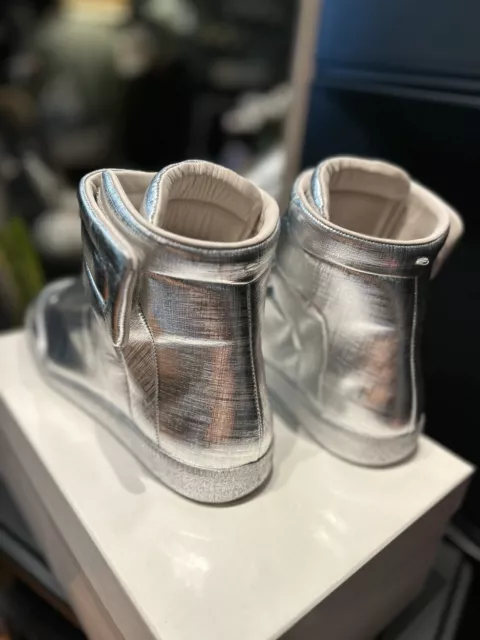 Maison Margiela Future Leather High-Top Sneaker | Silver | Size US 10 EUR 43 3