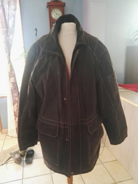 VESTE CUIR HOMME taille L 100% croute de porc neuf marron EUR 50