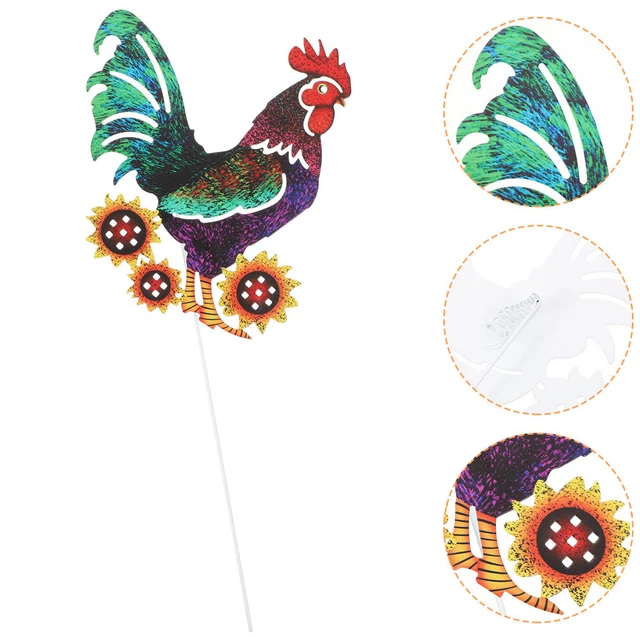Metall Rooster Garten Pfahl Dekorative Hahnstatue Garten Yard Hahn Dekor Hahn
