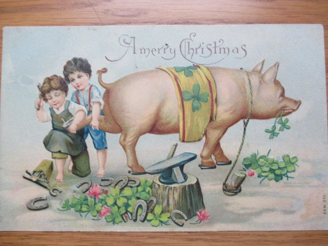 Original Early 20th Century Embossed German Printed Christmas Card.