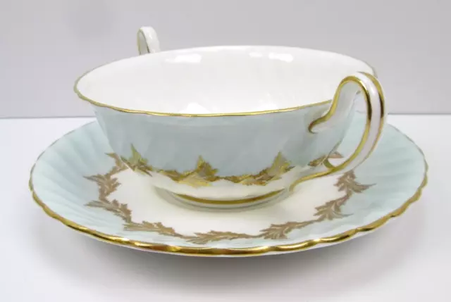 EB Foley England Wyvern Pattern China Cream Soup Bowl and Saucer Vintage 1950 3