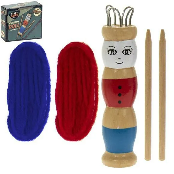 Wooden Retro French Knitting Doll Craft Set  with Wool