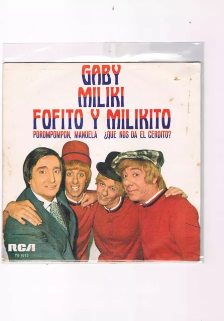 Disco Vinilo Single Payasos De La Tele Gaby Miliki Fofito Milikito Manuela 1977