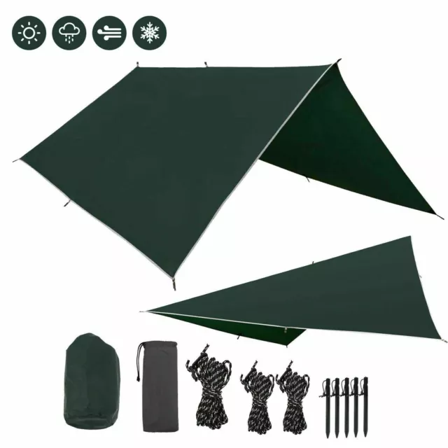 3x3m Camping Tarp Tent  Hammock Rain Fly Waterproof Shelter Outdoor Hiking Mat