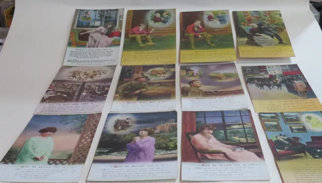 11 Vintage Unposted Bamforth & Co Postcards Song Series Plus One Other