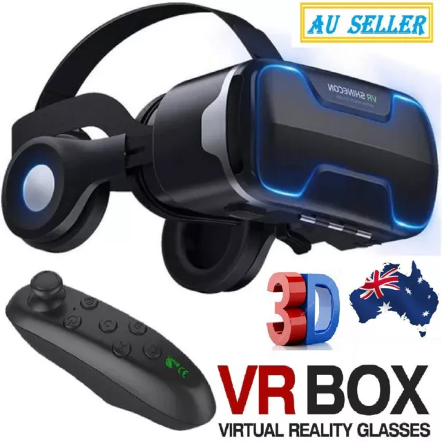 3D VR Box Headset Virtual Reality Glasses With Remote For Game Movie Smart Phone