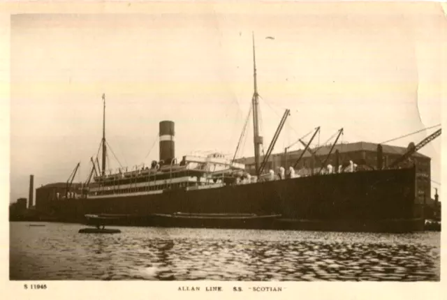 1920 postcard Allan Line ocean liner SS SCOTIAN