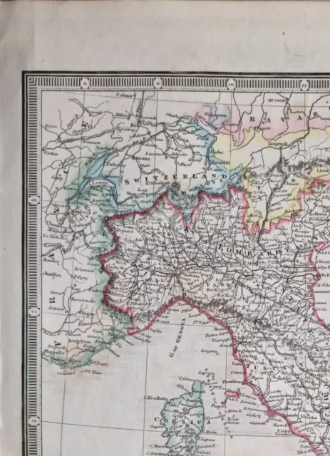 1872 Hand- Farbig Landkarte Italien Korsika Sardinien Lombardy Toskana Sizilien 2