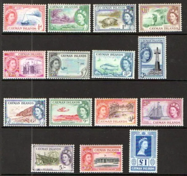 CAYMAN ISLANDS 1953 QEII Set of 15 SG 148/61a M/M (Ref 0804)