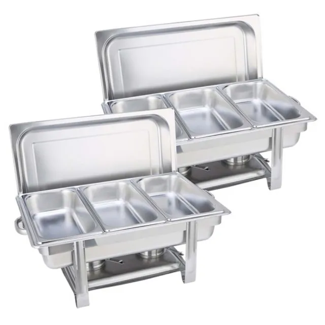 SOGA 2X Triple Tray Stainless Steel Chafing Catering Dish Food Warmer LUZ-Chafin