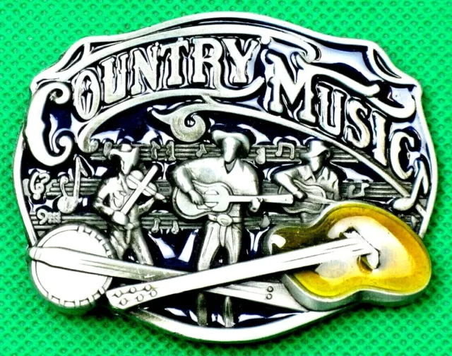 Belt Buckle "COUNTRY MUSIC" Fit 4 cm Wide, DIY, Custom Metal Casting.