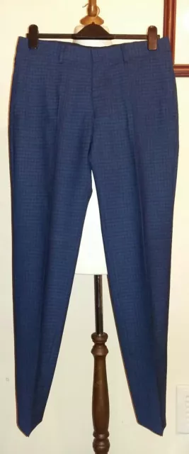 LAGERFELD Tube Men's Suit Trouser Pants Navy Prince of Wales Size uk 32"W 32L