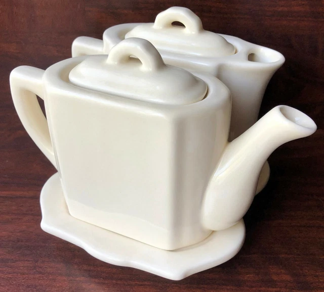 RESTORATION HARDWARE TEA for Two Pour Deux French Teapot Service Creme