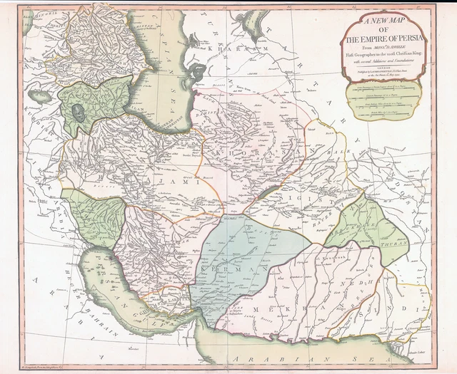 1794 A NEW MAP OF THE EMPIRE OF PERSIA Laurie Whittle D'Anville (LM33-9)