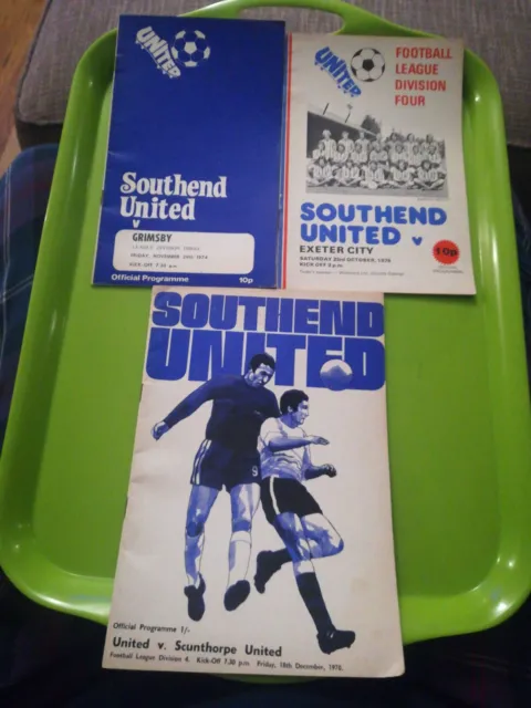 3 x Southend 1970s football programmes. All different