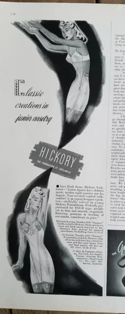 1940 WOMEN'S HICKORY girdle bra garters corsetry fashion ad £9.48 -  PicClick UK