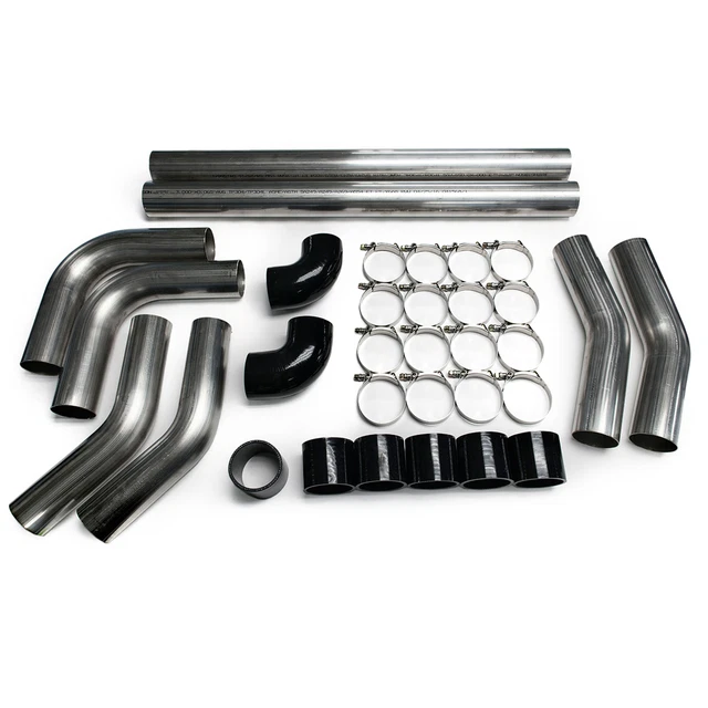 2.5" Universal Stainless Mandrel Bend Intercooler Kit Black Piping Exhaust Tube