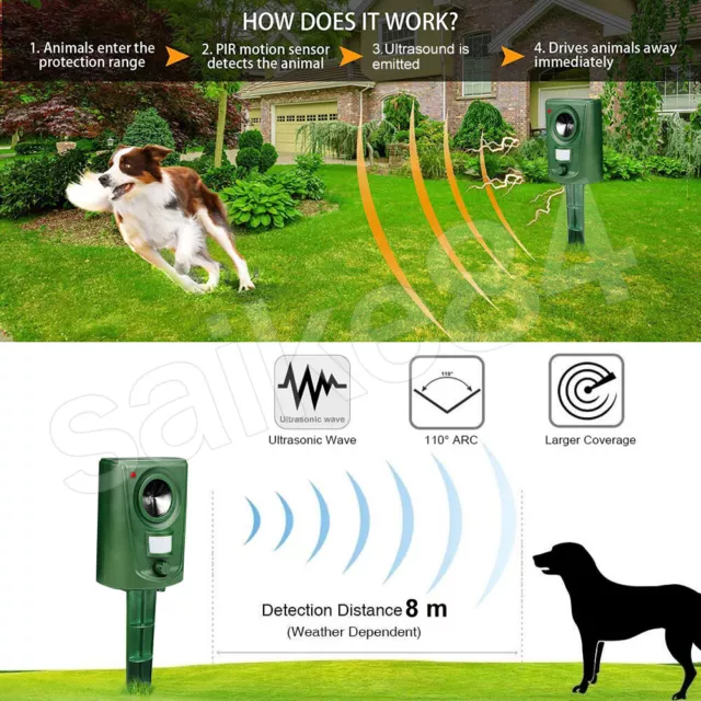 Ultrasonic Garden Deterrent Repeller Animal Repellent Bird Fox Cat Dog Scarer UK 3