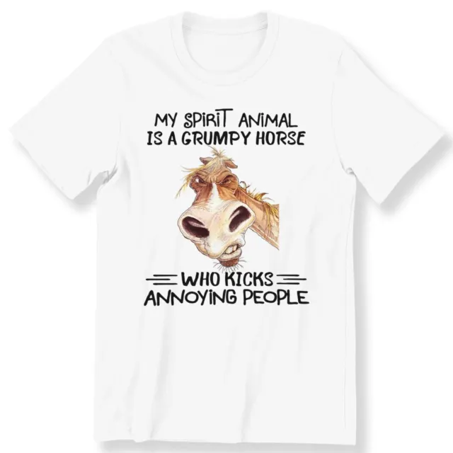 My Spirit Animal Is A Grumpy Horse Men's Ladies T-shirt Funny Grumpy Horse Top