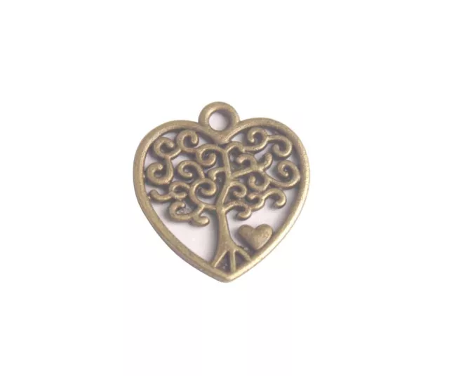 100PCS Antiqued Style Metal Tree of Heart Charms 17x18mm