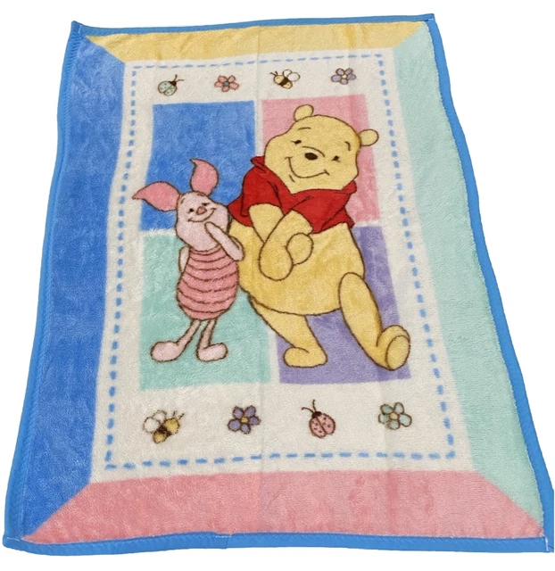 VINTAGE WINNIE THE Pooh And Piglet Blanket 30x45 Plush Baby Crib