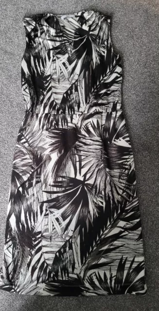 Ladies Women's Next Black And White Midi Dress Size 14