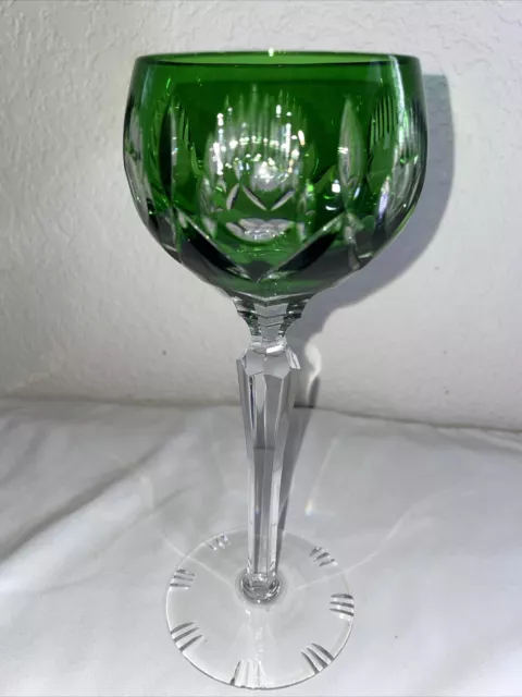 Vintage Bohemian Emerald Green Cut to Clear Crystal 8 1/4” Wine Hock Stemware Vintage Bohemian Emerald Green Cut to Clear Crystal 8 1/4” Wine Hock Stemware