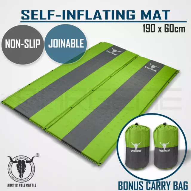 2 x Self Inflating Mattress Sleeping Mat Air Bed Camping Camp Hiking Joinable