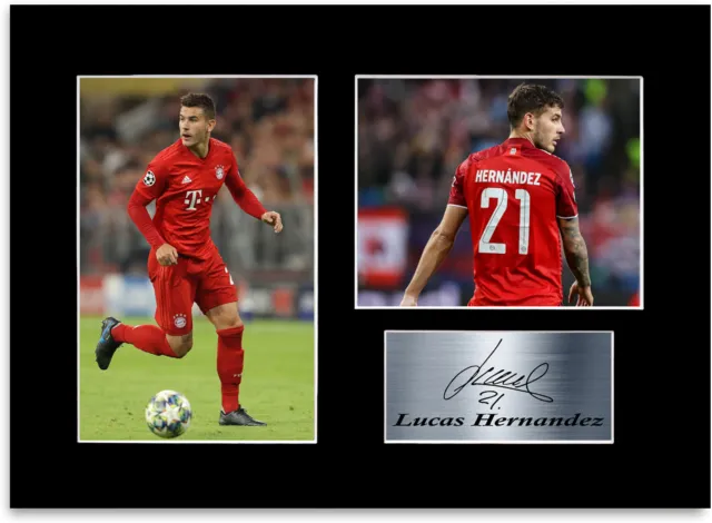 Poster Lucas Hernandez Bayern Monaco giocatore A4 firmato display foto regalo montaggio