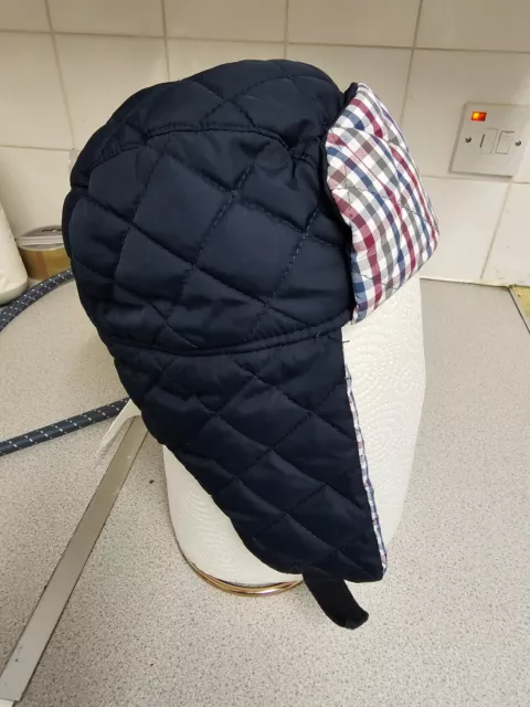 Joules QUILTED BLUE Check Hat Winter Trapper BNWOT AGE APPROX 3-7