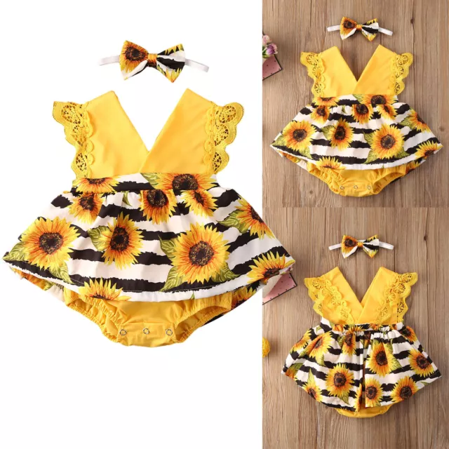 Vestiti girasole senza maniche in pizzo romper abito fascia