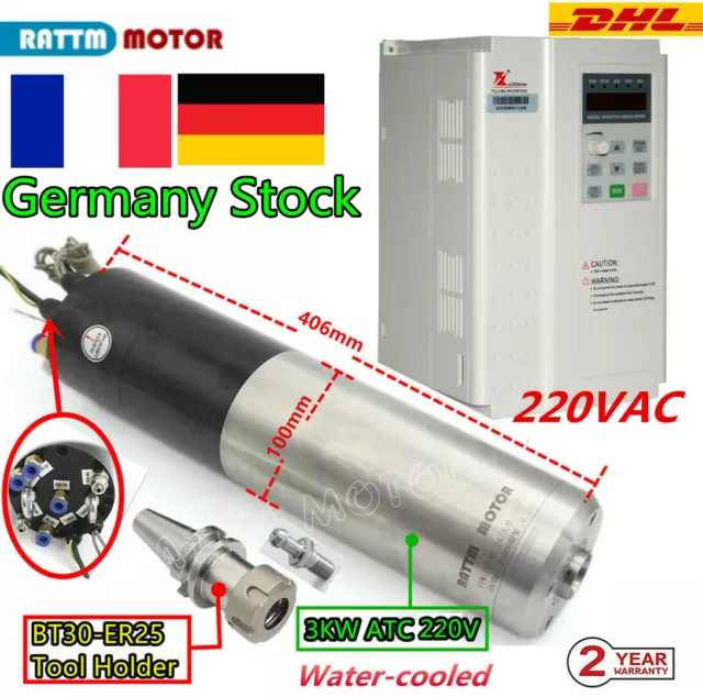 3.7KW VFD WATER cooled CNC Kit 3KW 220V ATC Spindle Motor BT30 Tool  Changer〖FR〗 EUR 2.102,99 - PicClick FR