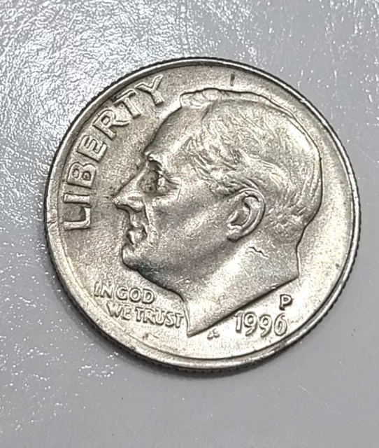 1996-P Roosevelt Dime Broadstruck Off Center-Strike. 3