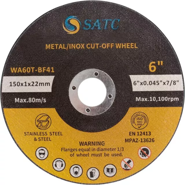 100 Pack 6"x.045"x7/8" Cut off Wheel -Metal & Stainless Steel INOX Cutting Discs