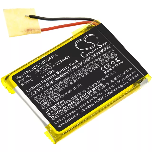 Battery for SanDisk Sansa Clip Sport SDMX24 Media Player CS-SDS240SL 3.7v 220mAh